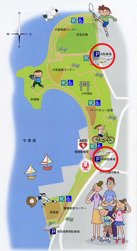 小戸公園 駐車場位置